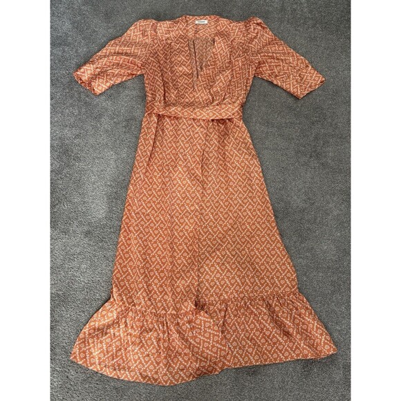 Sandro Cottagecore Heart Check Printed Wrap Dress Size 38 US 6 - Picture 1 of 10